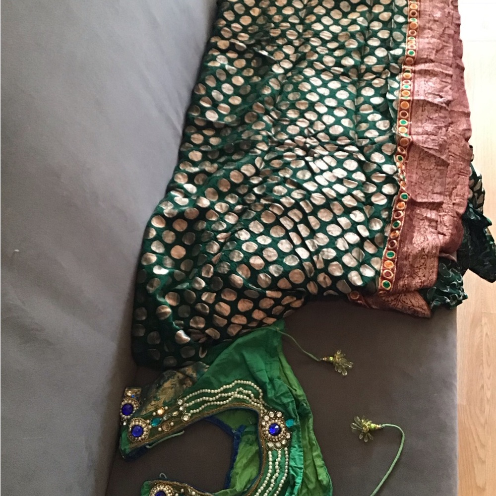 Elegant Green and Gold Saree